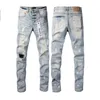 Jeans skinny de créateur pour hommes, pantalon de survêtement extensible, de luxe, violet, décontracté, motif étoiles, surdimensionné, déchiré, mode streetwear 28-40