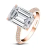 Anel de diamante grande de 10 quilates, anéis de noivado de moissanita para mulheres, alianças prometidas anel, 10ct d color vvs1, 925 prata esterlina revestida com ouro branco/ouro rosa