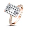 10 Karat großer Diamantring, Moissanit -Verlobungsringe für Frauen, Eheringe Versprechen Ring, 10ct D -Farb -VVS1, 925 Sterling Silber mit Weißgold/Roségold plattiert