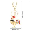 Keychains 1 st Söt färgglad strass tupp för kvinnor mode kyckling nyckelhållare kvinnlig väska hängande ornament tillbehör