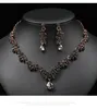 S3879 Fashion Jewelry Set Vintage Water Drop Pendant Rhinestone Flowers Choker Necklace Earrings Set