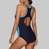 Portez Charmleaks One Piece Women Sports Swimwear Sports Swimsuit Colorblock Swimwwear Open Back Boyshort Bathing Trots Bikini Monokini