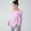 Lu ausrichten Lu Yoga Stown Sportswear Long Sleeve Crop Fitnessstudio Shirring Running Training Tops Asymmetrische Sport Top Fitness Frauen Zitronen -Workout Gry Ll