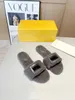 Designer slipper roma sandals leather cutout Baguette summer flats slider sandal Calfskin Leather Outdoor shoes black white yellow flip flop with box 35-43