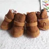 Hundkläder rosa kaffe varma husdjurskor vinter non-halk snöstövlar söta chihuahua yorkies fleece valpprodukter