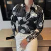 Männer Casual Hemden Männer Luxus Gedruckt Hemd 2023 Herbst Mode Top Qualität Herren Slim Fit Solide Business Kleid Y76