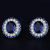 Choucong Brand Stud örhängen lyxiga smycken 925 Sterling Silver Oval Cut Blue Sapphire Cz Diamond Gemstones Löfte kvinnor Engageme302L