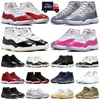 Cherry 11s Basquetebol Sapatos Jumpman 11 Gratidão Cool Cinza Rosa Cimento Cinza Cap Veludo Gama Vestido Mens Treinadores Napolitano Mulheres Sapatilhas Esportes Sapato Ao Ar Livre