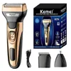 Kemei 3in1 grooming kit electric shaver for men beard hair trimmer body nose ear shaving machine face razor rechargeable 231219