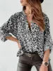 Damesblouses Mode Luipaardprint Dames Top Digitaal printen Shirt met lange mouwen 2023 Losse V-hals Trui Blouse Bluzas Femeninas
