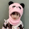 Écharpes Enfant Enfants Bébé Garçon Fille Hiver Chaud En Peluche Écharpe Chapeaux Oreillettes Bonnet Chapeau Mignon Ours 2021 Design Sky184s