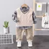 Pullover Baby Boy Clothes Mother Kids Spring Clothing Sets Sweater Vest 3pcs Toddler Pants Cotton Korean Version of Children's Set Suit L23121511