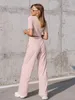 Damen-Nachtwäsche Marthaqiqi Lässiges Damen-Nachtwäsche-Set Sexy V-Ausschnitt-Nachtwäsche Kurzarm-Pyjama Crop-Top-Pyjama-Hose Damen-Nachthemden-Anzug 231219