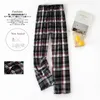 Vêtements de nuit pour hommes Taille de sommeil Poches à carreaux et design Accueil Coton avec hommes Pyjama Automne Pantalon Hiver Plus Bas Chaud