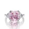 Roze Edelsteen Ringen S925 Sterling Zilver High Carbon Diamond Ring Vrouwelijke Luxe Engagement Sieraden Geschenken Y2302322e