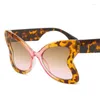 Solglasögon Fashion Gradient Lens Butterfly Women's Unique Elegant Big Fram Sun Glasses Kvinnliga oregelbundna nyanser