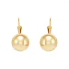 Dangle Earrings 10K Yellow Gold Hollow 8MM Ball Drop Leverback