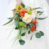 Mariage Fleurs mariée Bridesmaid Bouquet Ribbon Ribbon Roses Artificiel Holding Utiliser Accessoires