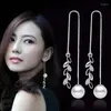 Stud Earrings 925 Silver Needle Fashion Rice Flower Long Tassel Ladies Jewelry Pearl Wholesale Anti Allergy