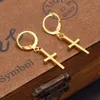 Exklusiv specialdesign Christian Vogue Womens True Real 14K Solid Fine Yellow Gold GF Crucifix Cross Timeless Charm Earrings228i