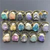 Band Rings Mixed Color Crystal Cluster Natural Stone Gold Face Druzys Men Rings Secret for Women Girls Wedding Party Fashion Jewelry 10PCS 231219