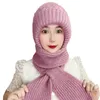 Beanie/Skull Caps Winter Knitted Skullies Hat Scarf Set Cold Proof Ear Protection Scarf Warm Girls Beanies Cycling Windproof Ladies Outdoor Caps 231219