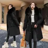 Kadın Trençkotları Kış Kadınlar Uzun Çıkarılabilir Astar ceketi Peluş Kürk Kürklü Kahkele Moda High Cand Parkas Kalın Sıcak Rüzgar Tabanlı Ceket