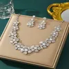 Necklace Earrings Set 2023 2 Pcs Bridal Wedding Stone Crystal Cubic Zirconia Party Dress Fine Jewellery For Women