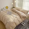 Комплекты постельного белья в японском стиле без принта Roka, хлопок, матовый комплект из четырех предметов, минималистичная простыня и пуховое одеяло, три