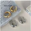 Gold Hoop For Women Designer Half Moon Sphere Thick Chunky Stud Ladies rostfritt stål Guld silver örhänge 925 smycken tillbehör