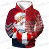 Men's Hoodies Sweatshirts New Christmas Hooded For Men 3d Santa Claus Print Hoodies Autumn Winter Long Sleeve Sweatshirt Casual Top Oversized Men Clothing T231220