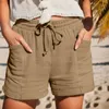 Short féminin Femme Summer Trawstring avec poches Couleur solide Mini High Taies Ligne droite Sport Pantalons CORTOS COSTO