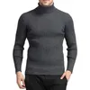 男子セーター居心地の良い男性長袖トップタートルネックニットセーター暖かい秋の冬のソリッドカラープルオーバースリムフィットリブ付き