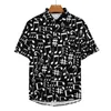 Men's Casual Shirts Musical Notes Print Shirt White And Black Beach Loose Hawaiian Novelty Blouses Short Sleeve Design Oversize Clothes