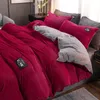 Set di biancheria da letto Inverno Morbido Caldo Rosso Giallo Corallo Magico Velluto Trapunta Copriletto Set Flanella Ispessimento Caldo Piumino Copripiumino Queen 231205