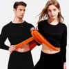 Thermo-Unterwäsche für Herren, für Herren und Damen, Fleece, verdickt, Thermo-Unterwäsche, Anzug, Winter, O-Ausschnitt, superweich, langärmelig, Tops, Leggings, lange Unterhosen, Homewear-Set 231220