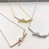 Designer Brand High Edition Gold Tiffays Twisted Necklace for Women 18k Light Luxury Fashion Kont Diamond Rope Pendant Clavicle Chain Tide