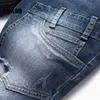 Kakan Elastic Slim Fit Feet Feet Men Jeans Pocket Patch Patch Blue Tight Long K198834 231220