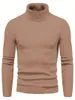 Pulls pour hommes All Match Tricoté Pull solide Casual Chaud Haute Stretch Pull à col roulé pour hommes Automne Hiver