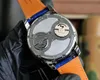 Astronomical Watch Luxury Design Mens Watches Leather Strap Diamond dial Tourbillon 47mm Top Quartz Wristwatches for Men Montre Homme