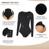 Dikişsiz Bodysuit Uzun Kollu Tanga Bodysuit Shapewear İnce Korse Fajas Vücut şekillendirici karın