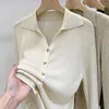 Blouses Femmes Lady Top Élégant Col En V Revers Pull À Manches Longues Pour Femmes Doux Tricoté Slim Fit Pull Blouse Automne Hiver Mode