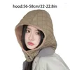 Berets Women Vintage Quilted Rhombus Balaclava Hat Winter Scarf Integrated Earflap Fleece Lined Windproof Cap With Button