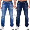 Herr jeans raka jeans män tvättade inget hål jean vår sommar pojkvän jeans streetwear lös cacual designer long denim byxor byxor l231220