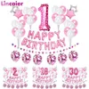 37 pezzi rosa numero 1 2 3 4 5 6 7 8 9 anni palloncini decorazioni per feste di buon compleanno bambini bambina principessa 15 16 18 30 40 211336f