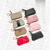 Fashion Key Case Coin Burse vendida com caixa de couro genuíno bolsa zippy de lona revestida de couro para o presente feminino267U