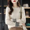 Women's Sweaters O-Neck Wool Knitted Sweater Women's Clean Face Jacquard Loose Pullover 2022 Autumn and Winter Chic Bottoming Cashmere SweaterL231213