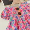 Mädchenkleider Mädchen süße Prinzessin Kleid Kinder Baby Kinder Sommer Kind Kurzarm Blumenblumen Vestidos