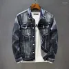 Jackets masculinos estilo clássico estilo vintage jeans de jeans de outono algodão esbelta