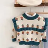 Pullover Baby Autumn Wear Thickened Knitted Sweater 2023 New Kids Cute Flower Childrens Tops Plush Pullover Toddler Girl Winter ClothesL231215